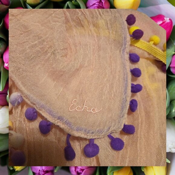 Echo New York Bloomingdales Exclusive Pink Scarf With Multicolor Pom-Pom Trim - Picture 7 of 9